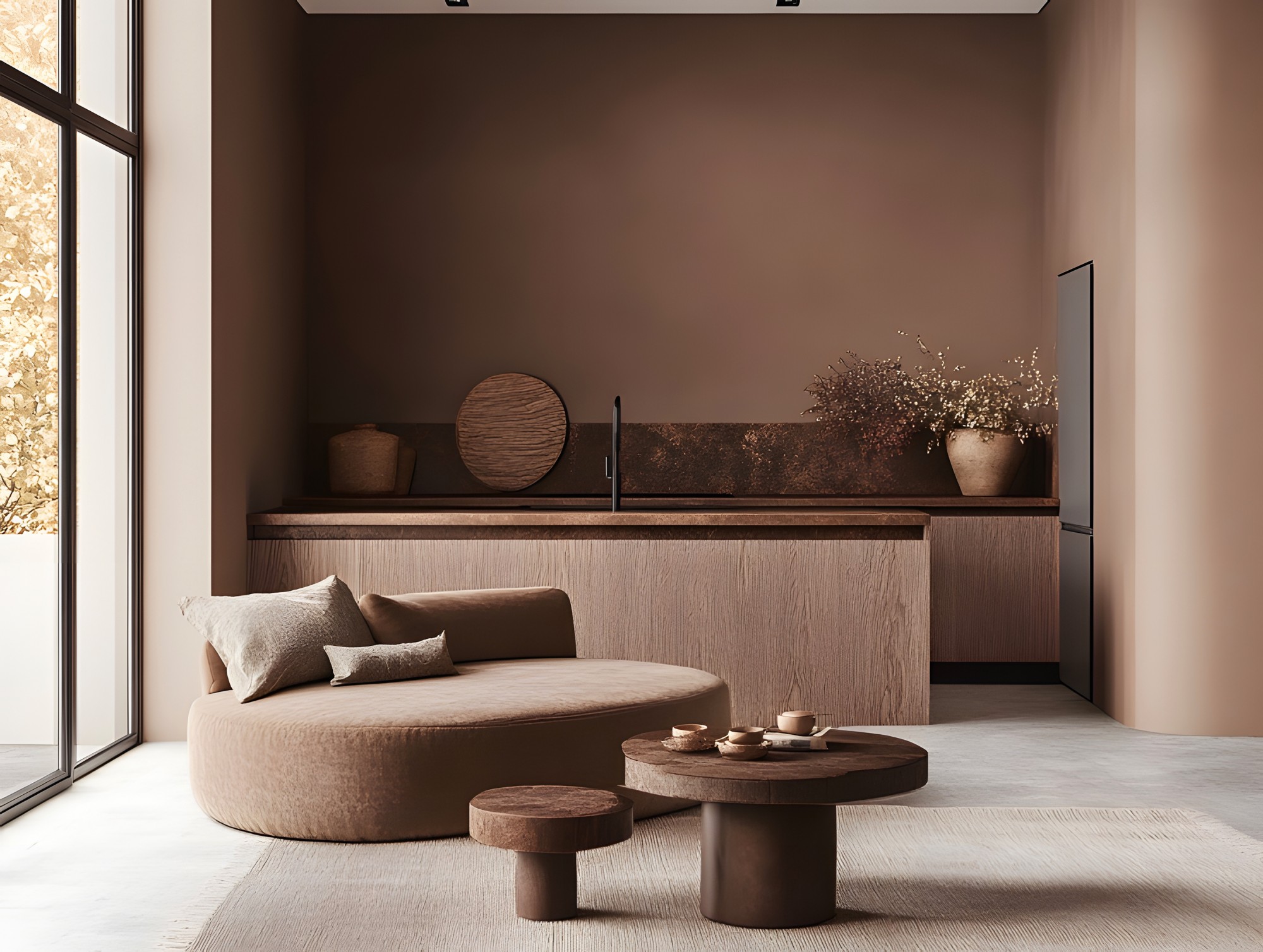 Le finestre nel colore dell'anno 2025 Pantone Mocha Mousse