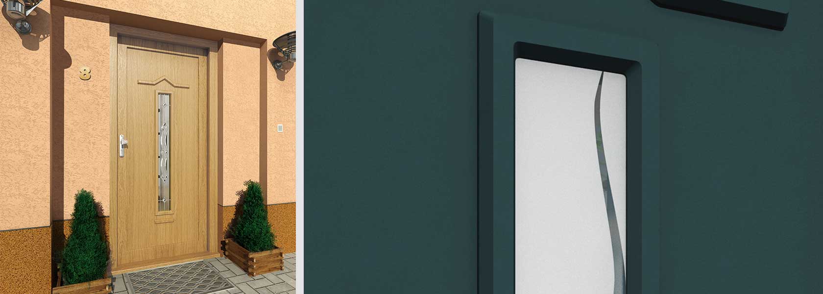 Pannelli per porte realizzati in laminato HPL, alluminio