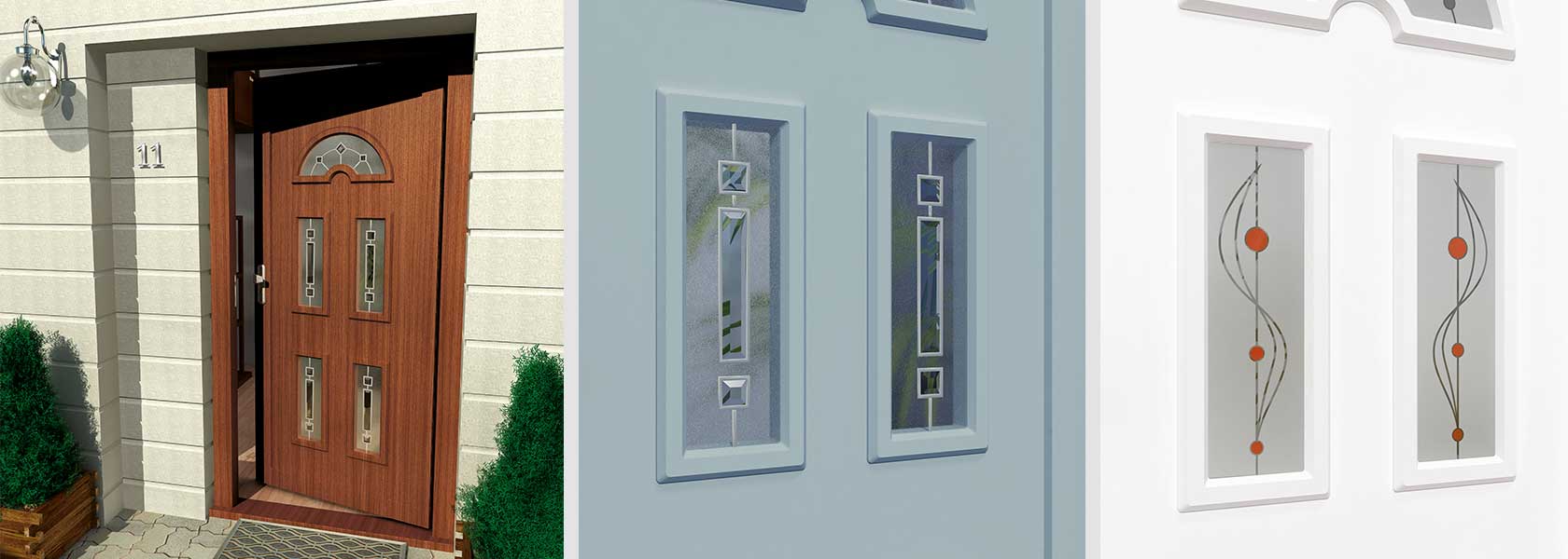 Pannelli per porte realizzati in laminato HPL, alluminio